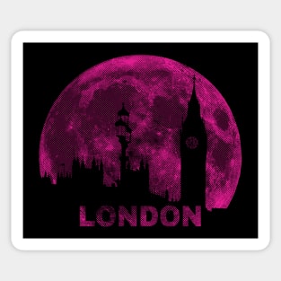 Pinkish Purple Moon London Skyline from Bridge over the Thames Sticker